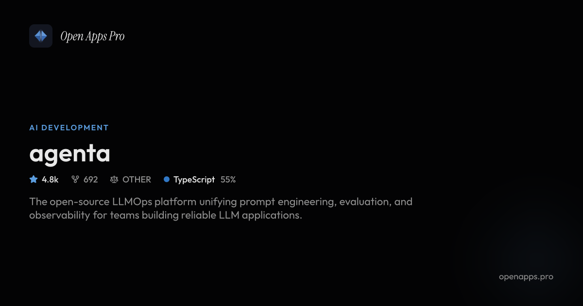 Agenta: Open-Source LLMOps Platform for Prompt Management