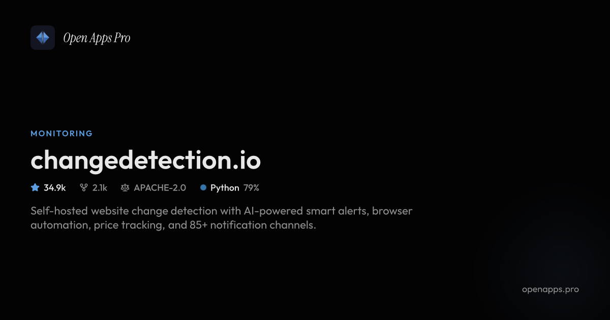 changedetection.io - Free Self-Hosted Website Change Monitor