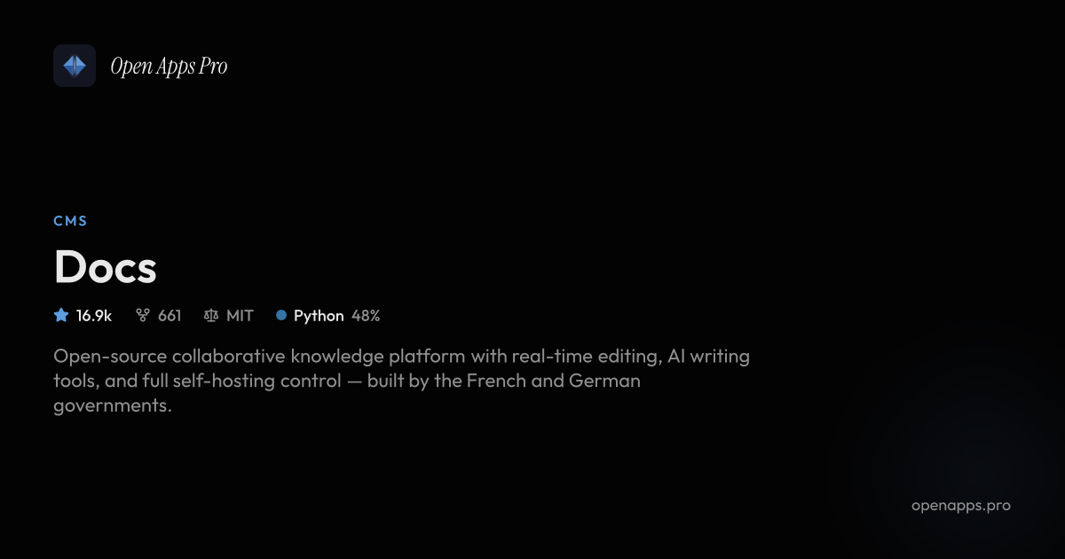 Docs - Self-hosted Collaborative Wiki with Real-time Editing