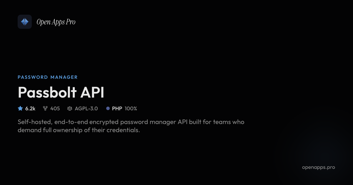 Passbolt API - Open Source Password Manager for Teams