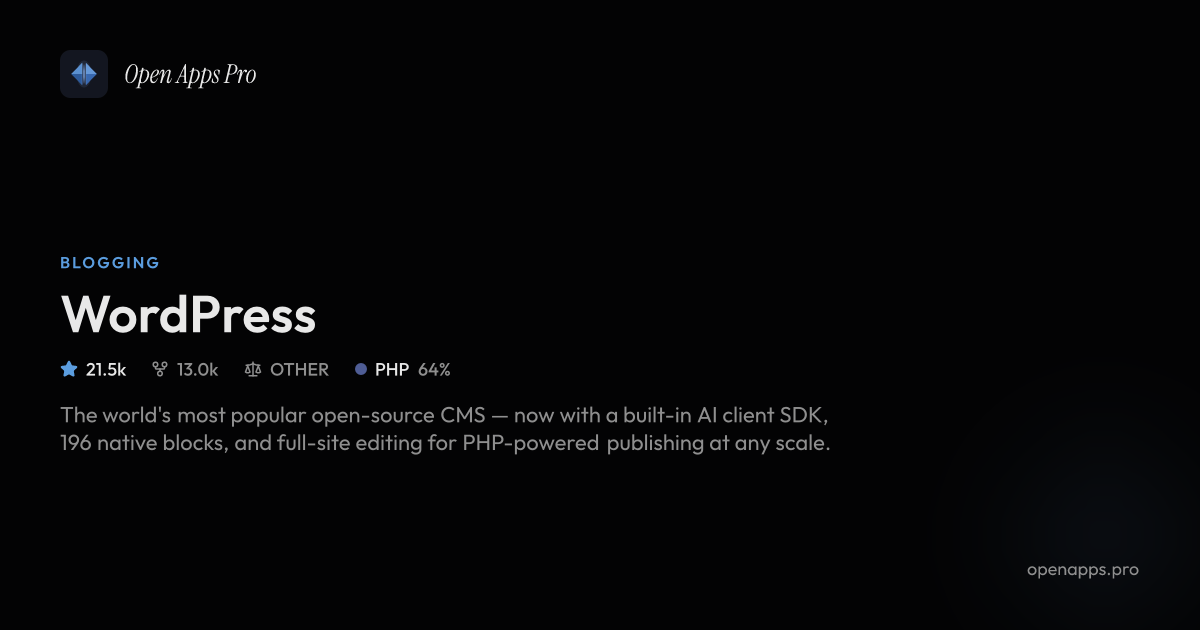 WordPress - Open Source CMS for Blogs and Websites